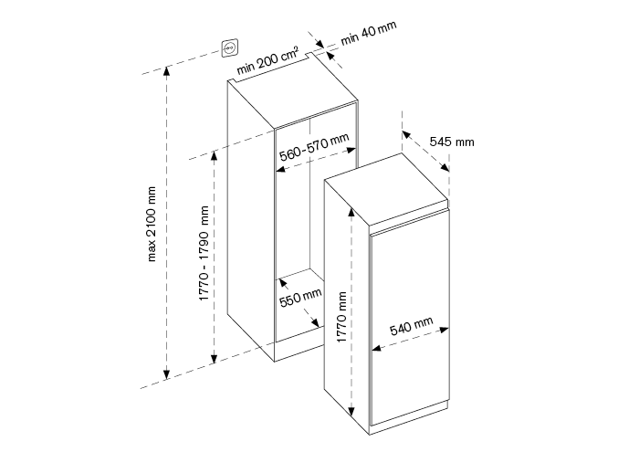 60 Cm Single Door Refrigerator H177cm Bertazzoni